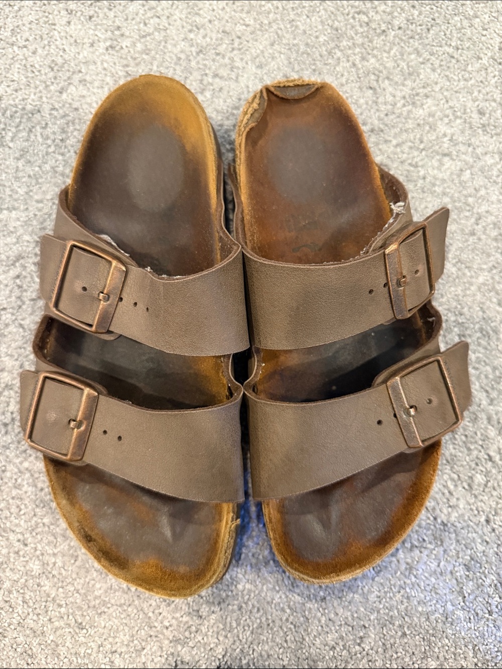 Women’s Brown Double-Buckle Slide Sandals